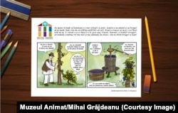 Bandă desenată realizată de Mihai Grăjdeanu ce înfățișează teascul.