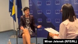 Marta Kos, evropska komesarka za proširenje u razgovoru sa novinarkom Radija Slobodna Evropa Melihom Kešmer, Sarajevo, 23. septembar 2025.