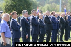 Predsjednik i premijer Hrvatske, Zoran Milanović i Andrej Plenković, na proslavi 26. obljetnice "Oluje" u Kninu 5. kolovoza 2021.