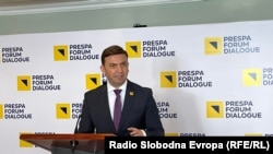 Прес-конференција на министерот за надворешни работи Бујар Османи во Охрид. 