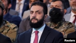 Ahmed al-Sharaa la aniversarea „eliberării” Siriei de regimul fostului președinte Bashar al-Asaad, în mai 2025, la Alep