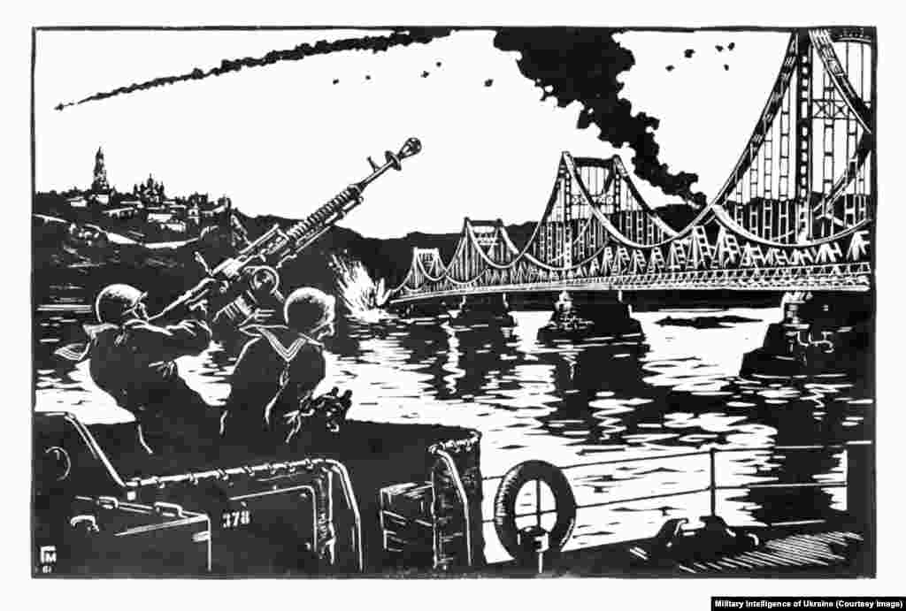 «Мы не позволим» — гравюра украинского художника Георгия Малакова 1961 года, изображающая сражение за Киев во время Второй мировой войны.Эта графика является одной из сотен произведений искусства, которые были каталогизированы искусствоведами. Список был опубликован Главным управлением разведки Минобороны Украины 11 ноября. Эта дата знаменует третью годовщину освобождения Украиной части Херсонской области от российских войск в 2022 году