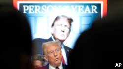 Обраний президент Дональд Трамп виступає під час події «Людина року» журналу Time на Нью-Йоркській фондовій біржі. Нью-Йорк, 12 грудня 2024 року