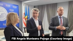 Adrian Belîi și Emil Ceban la o întâlnire electorală cu angajații Universității de Stat de Medicină și Farmacie „Nicolae Testemițanu”, octombrie 2025