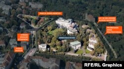 O vedere aeriană a ambasadei Rusiei la Praga