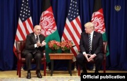 Ооган президенти Ашраф Гани менен АКШ президенти Доналд Трамп. Нью-Йорк, 21-сентябрь, 2017-жыл,