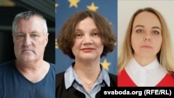  Праваабаронца Леанід Судаленка, актывістка Паліна Шарэнда-Панасюк, журналістка «Народнай волі» Вольга Класкоўская. Каляж