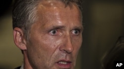 Norway -- Norwegian Prime Minister Jens Stoltenberg speaks to the media at the Ulleval University hospital in Oslo, 23Jul2011