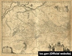 Генеральна карта України Боплана, 1648 року. Назва: Delineatio generalis Camporum Desertorum vulgo Ukraina: cum adjacentibus provinciis. (Щоб відкрити мапу у більшому форматі, натисніть на зображення)
