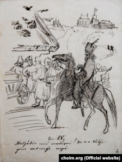 Ескіз ілюстрації, намальований Пантелеймоном Кулішем, до його ж роману «Чорна рада». 1855‒1856 роки. Чернігівський обласний історичний музей імені Василя Тарновського