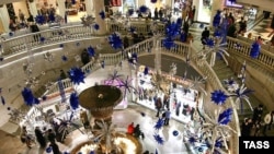 A Moscow shopping mall. Public contentment here depends largely on economic growth