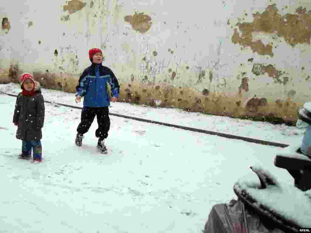 Дети казахских беженцев играют во дворе общежития, где приютили их родителей. Город Брно, 1 февраля  2009 года.  - Дети казахских беженцев играют во дворе общежития, где приютили их родителей. Город Брно, 1 февраля  2009 года. 