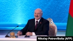 Belarusian President Alyaksandr Lukashenka made his remarks at a televised press conference in Minsk on March 1. 