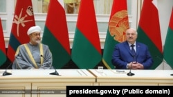 Хайсам бэн Тарэк Аль Саід і Аляксандар Лукашэнка ў Менску 6 кастрычніка 2025 году