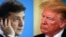 A combo photo of Ukrainian President Volodymyr Zelenskiy (left) and U.S. President Donald Trump