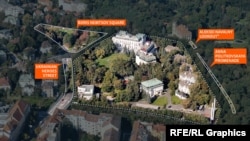 Поглед од птичја перспектива на руската амбасада во Прага