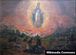 Выява чумы на літоўскіх землях з касьцёлу Сьвятых апосталаў Пятра і Паўла ў Вільні, 1710 год