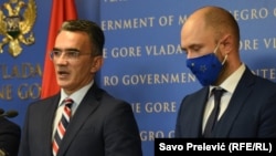 Justice Minister Vladimir Leposavic (left) and Foreign Minister Djordje Radulovic (right) pictured late last year