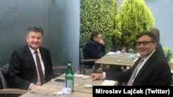 Specijalni izaslanik Stejt Departmenta Matthew Palmer i specijalni predstavnik EU Miroslav Lajčak u Briselu 26. maja 2021. 