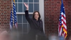 Kamala Harris, vicepreședinta SUA și candidata democrată la președinție, vorbește la Universitatea Howard din Washington, DC, pe 6 noiembrie 2024.