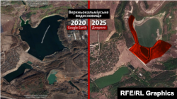 Обміління Верхньокальміуського водосховища на окупованій території Донецької області