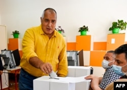Former Bulgarian Prime Minister Boyko Borisov votes in snap parliamentary elections in July.