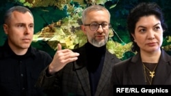 Soldan sağğa: Roman Kostenko, Nariman Celâl ve Tamila Taşeva. Kollaj