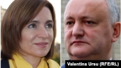 Challenger Maia Sandu (left) and Moldovan President Igor Dodon (combo photo)