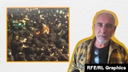 Poetul Zviad Ratian spune că protesta alături de prietena lui în centrul capitalei Tbilisi când a fost atacat de polițiști.