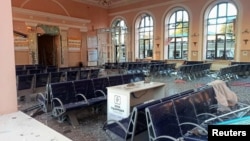 An interior of the the railway station damaged during a Russian drone strike, in Lozova on August 5.