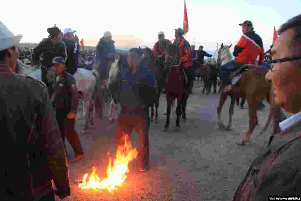 Horsebacked protesters at the rally on May 30