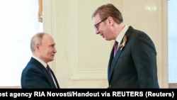Vladimir Putin i Aleksandar Vučić na sastanku u Moskvi, 9. maj 2025.