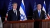 აშშ-ის სახელმწიფო მდივანი ენტონი ბლინკენი და ისრაელის პრემიერ-მინისტრი ბენიამინ ნეთანიაჰუ პრესკონფერენციაზე თელ-ავივში. 12 ოქტომბერი, 2023 წელი