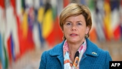 Міністерка закордонних справ Латвії Байба Браже у штаб-квартирі Європейської ради в Брюсселі, Бельгія, 27 січня 2025 року