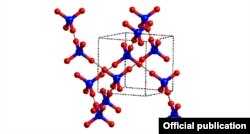 Алмаздын ядросунда тоңуп калган муздун кристалынын түзүлүшү.(sciencenews.org)