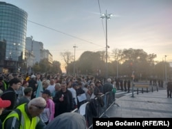 2 noiembrie 2025 - Miting în sprijinul Dianei Hrka, mama uneia dintre victimele prăbușirii plafonului de la gara din Novi Sad.
