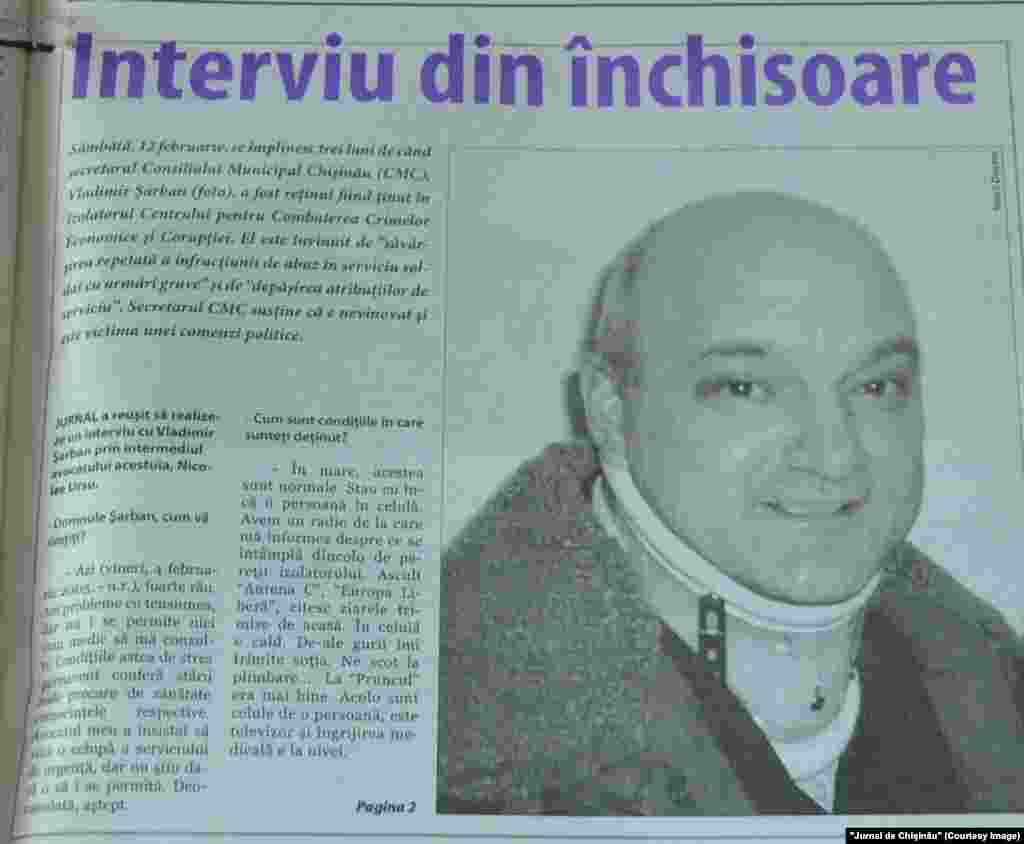 "Jurnal de Chişinău", 8 februarie 2005, procesul lui Vladimir Şarban, secretar al Consiliului Municipal Chişinău