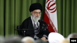 Supreme Leader Ayatollah Ali Khamenei speaks during a ceremony on the occasion of Iran's national nuclear day in Tehran on April 9, 2014.