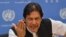 Pakistani Prime Minister Imran Khan speaks during a press conference at the United Nations Headquarters in New York on September 24.