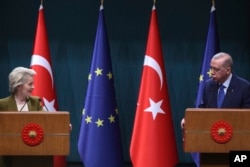 Президентка Європейської комісії Урсула фон дер Ляєн і президент Туреччини Реджеп Ердоган в Анкарі в грудні 2024 року