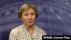 Marina Litvinenko speaks to Current Time in London in January 2018.