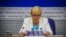 Лідзія Ярмошына падчас прэсавай канфэрэнцыі