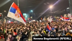Protestë ndaj thirrjes së studentëve në Beograd, 15 mars 2025.