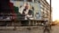A huge electoral billboard of incumbent President Hamid Karzai in Kabul
