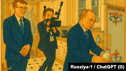 Кадр из фильма Павла Зарубина "Россия. Москва. Кремль. Путин. 25 лет", обработанный ChatGPT