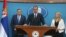 Predsjednik Srbije Aleksandar Vučić (u sredini), predsjednica Republike Srpske Željka Cvijanović (desno) i predsjedavajući Predsjedništva BiH Milorad Dodik (lijevo), 22. aprila 2021. Banjaluka