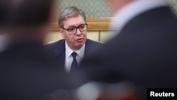 Predsjednik Srbije Aleksandar Vučić tokom sastanka sa ruskim predsjednikom Vladimirom Putinom u Pekingu, Kini, 2. septembar 2025.