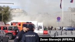 Policija i vatrogasci nakon incidenta u "Ćacilendu", Beograd, 22. oktobar 2025.