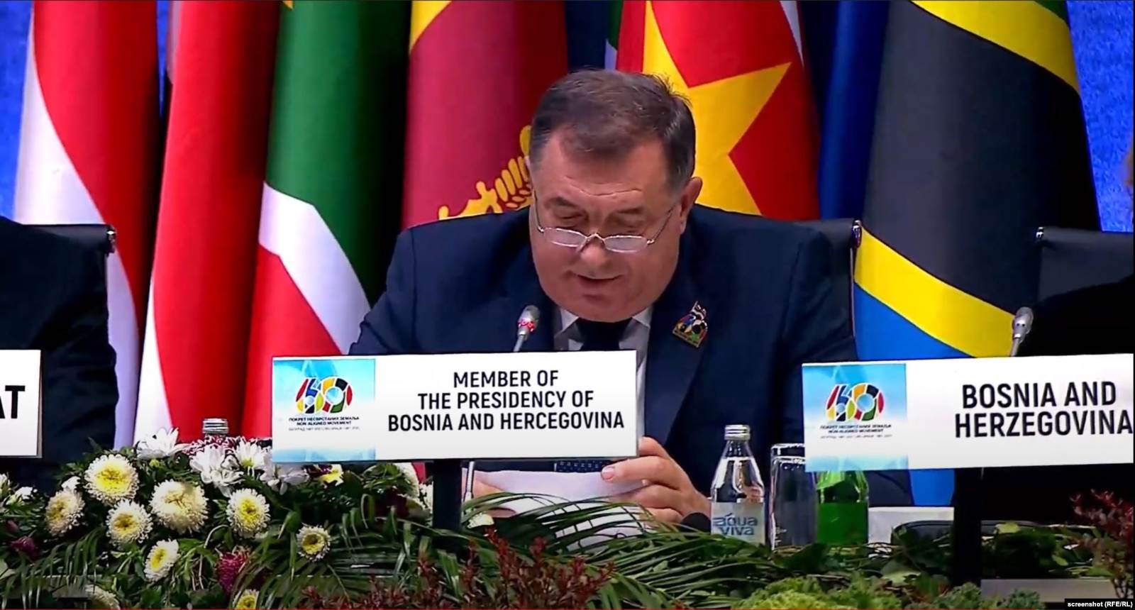 Član Predsjedništva Bosne i Hercegovine Milorad Dodik tokom Samita Nesvrstanih u Beogradu 11. oktobar 2021. 