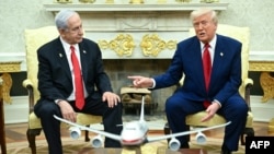 US President Donald Trump meets with Israeli Prime Minister Benjamin Netanyahu in the Oval Office of the White House on April 7, 2025.